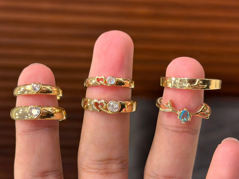 6 rings combo ( 3 pairs) adjustable ❤️