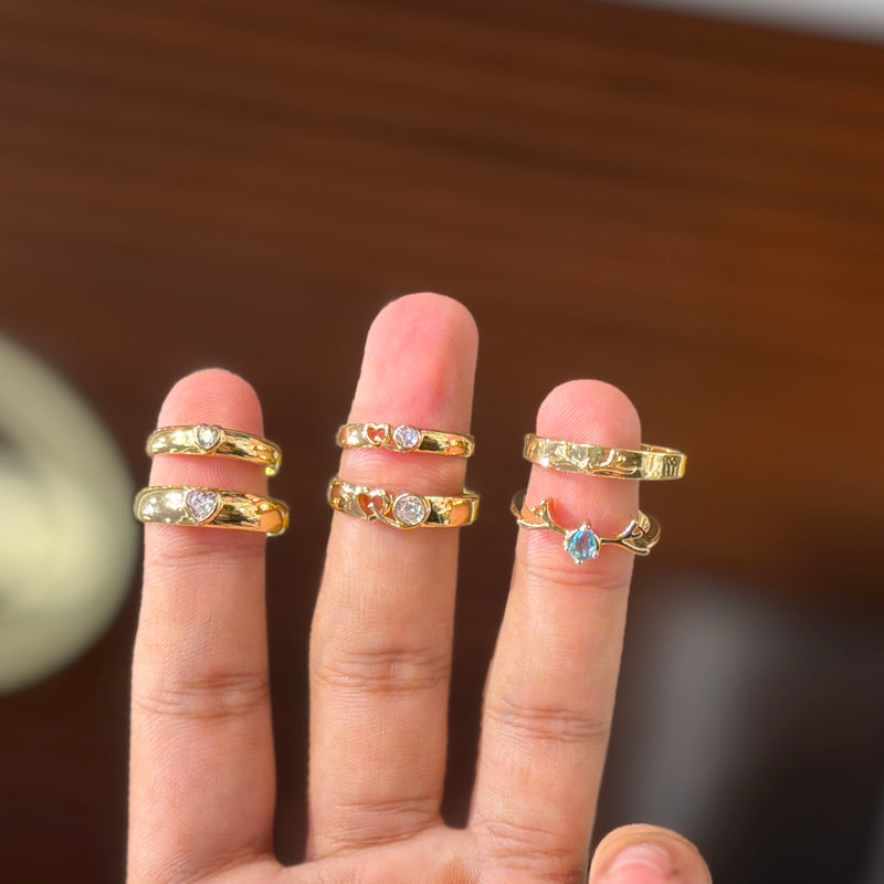 6 rings combo ( 3 pairs) adjustable ❤️