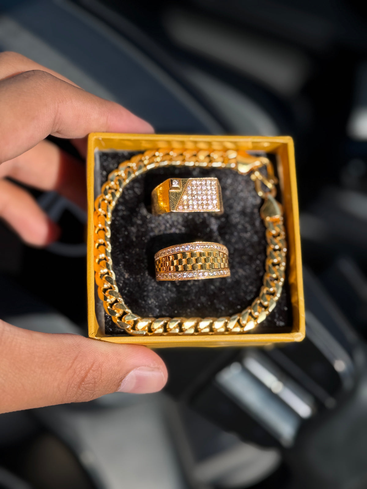 2 rings+cubin  bracelet