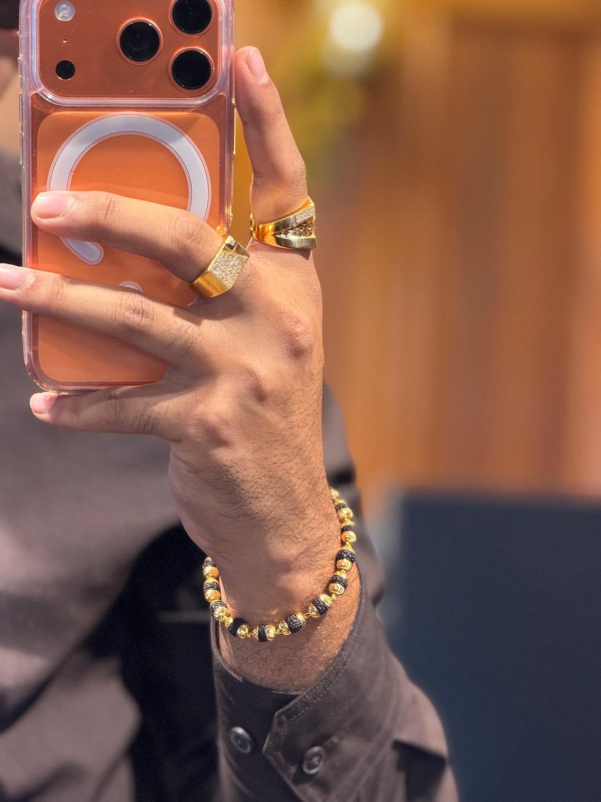 Rudraksha bracelet + 2 rings